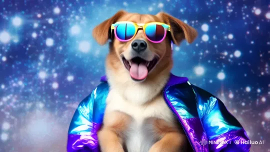 Energetic Dog Delights in Colorful Sunglasses Dance Routine – AI Generated Video | Hailuo AI