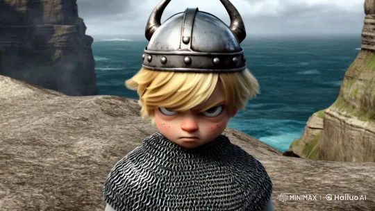 Viking Boy Declares Destruction with Fierce Determination – AI Generated Video | Hailuo AI