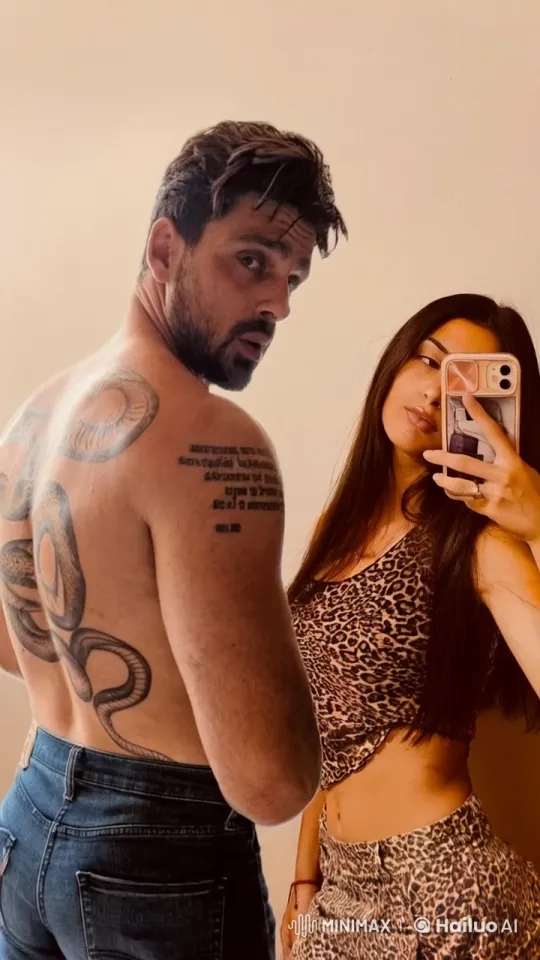 Couple Shares Tender Embrace with Intimate Tattoo Display – AI Generated Video | Hailuo AI