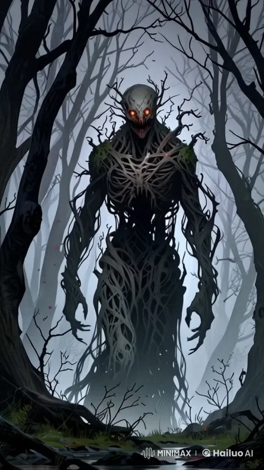 Menacing Creature Advances in Haunting Forest Scene – AI Generated Video | Hailuo AI