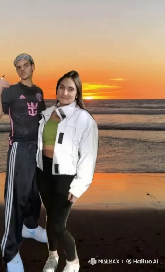 Couple Shares Romantic Moment on Sunset Beach – AI Generated Video | Hailuo AI