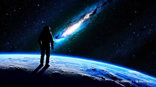 Astronaut Witnessing Starship's Voyage into the Milky Way – AI Generated Video | Hailuo AI