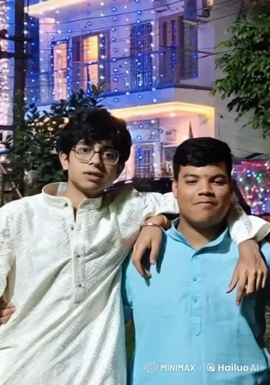 Traditional Attired Men Share Intimate Kiss Against Festive Background – AI Generated Video | Hailuo AI