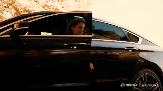 Woman Steps Out of Car in Graceful, Slow-Motion Scene – AI Generated Video | Hailuo AI