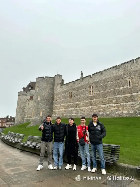 Friends Enjoy Winter Day at Stone Castle – AI Generated Video | Hailuo AI