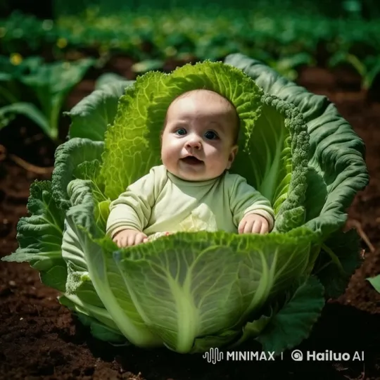 Baby Discovered in Unfurling Cabbage in Enchanting Field – AI Generated Video | Hailuo AI