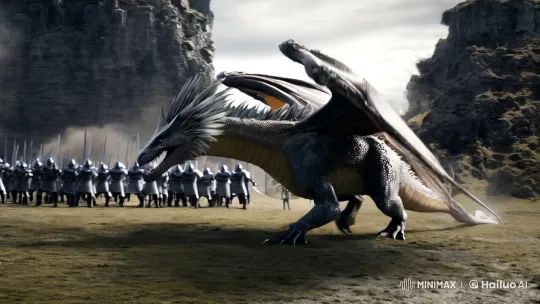 Dragon Battles Knights Amidst Chaos, Protecting Elven Girl – AI Generated Video | Hailuo AI