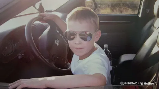 Boy Imagines Driving Car, Mimics Careful Driving – AI Generated Video | Hailuo AI