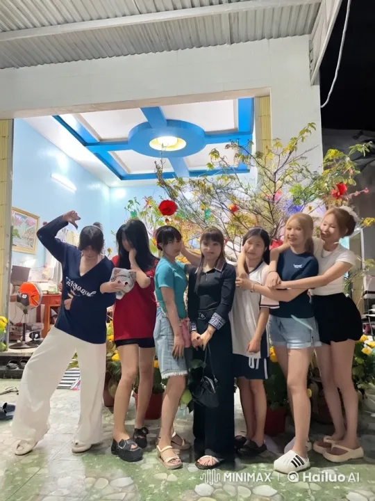 Seven Friends Enjoy Martial Arts on a Lively Porch – AI Generated Video | Hailuo AI