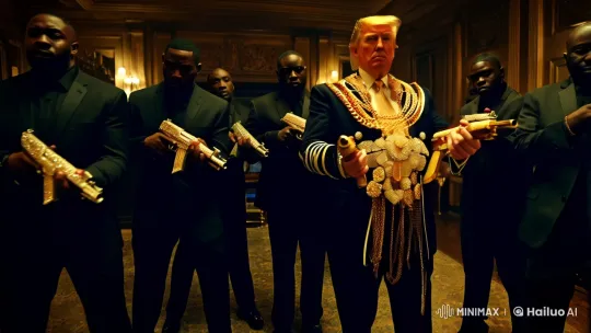 Trump and Gang: A Gangster-Style Aesthetic with Regal Opulence – AI Generated Video | Hailuo AI