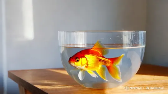Vibrant Goldfish in a Minimalist Glass Bowl – AI Generated Video | Hailuo AI