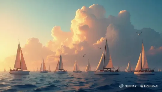 Sailing Through Serene Seas with Dynamic Sky – AI Generated Video | Hailuo AI