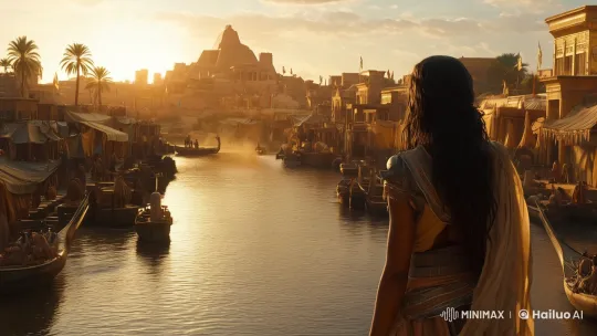 Ancient Riverside Town: A Timeless, Vivid Cultural Scene – AI Generated Video | Hailuo AI