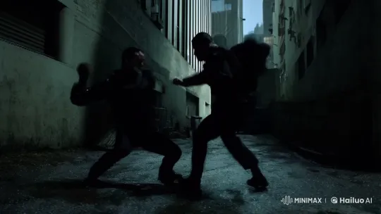 Intense Hand-to-Hand Combat in Gritty Alley Setting – AI Generated Video | Hailuo AI