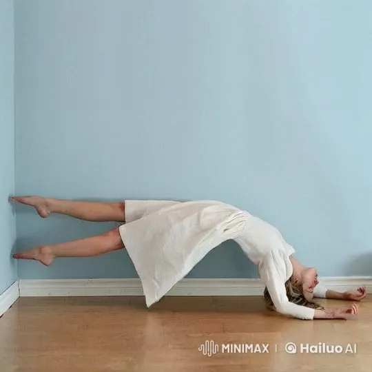 Woman Levitates Horizontally in Minimalistic Scene – AI Generated Video | Hailuo AI