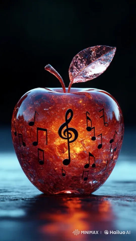 Radiant Crystal Apple with Magical Musical Notes – AI Generated Video | Hailuo AI