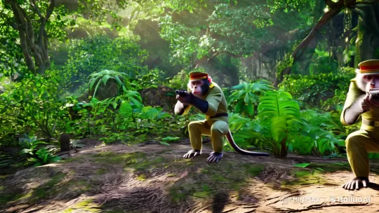 Monkeys in Uniform: Jungle Soldier Scene – AI Generated Video | Hailuo AI