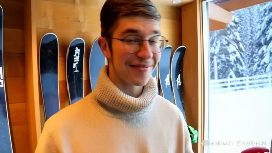 Joyful Ski Shop Experience: Man Finds Perfect Skis – AI Generated Video | Hailuo AI