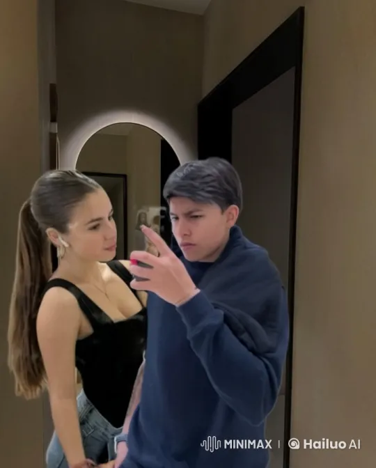Affectionate Selfie in Contemporary Hallway – AI Generated Video | Hailuo AI