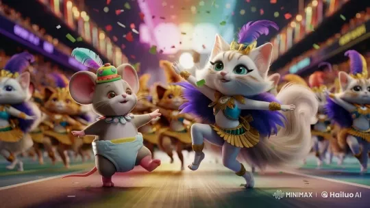 Cute Mouse and Angora Cat Samba Dance in Carnival Parade – AI Generated Video | Hailuo AI