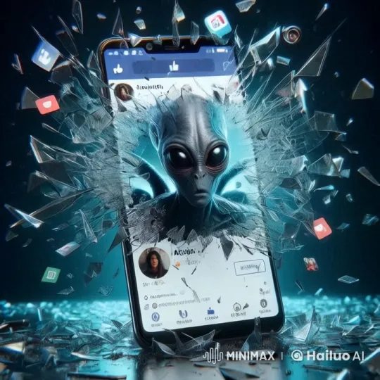 Shattered Smartphone Screen with Chaotic Visual and Audio Effects – AI Generated Video | Hailuo AI