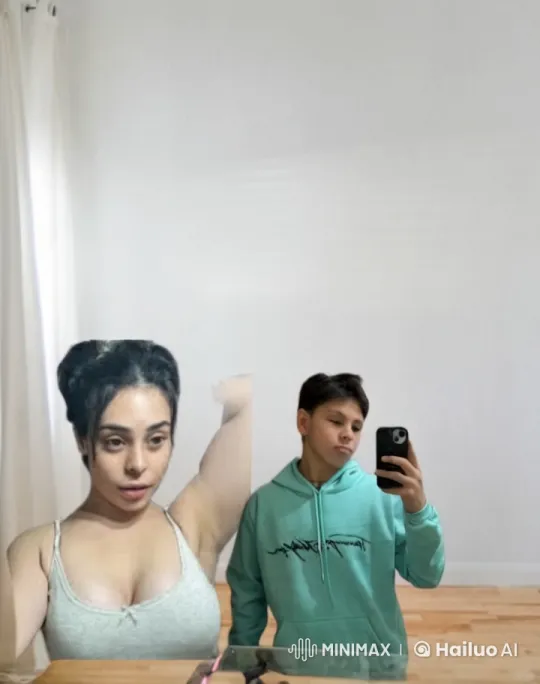 Boy and Girl Share Affectionate Mirror Selfie – AI Generated Video | Hailuo AI