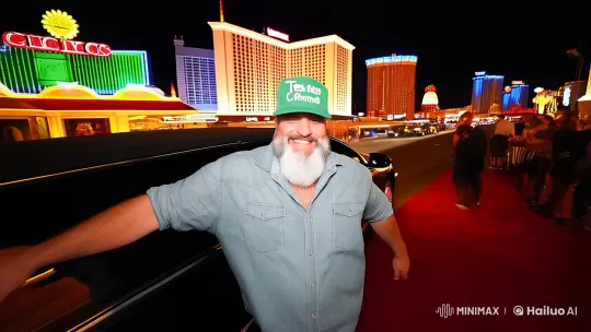 Texas Chuck Celebrates in Las Vegas' Nightlife – AI Generated Video | Hailuo AI