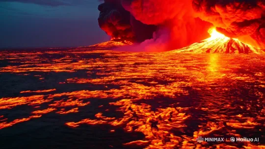 Vibrant Volcanic Eruption: A Cinematic Spectacle – AI Generated Video | Hailuo AI