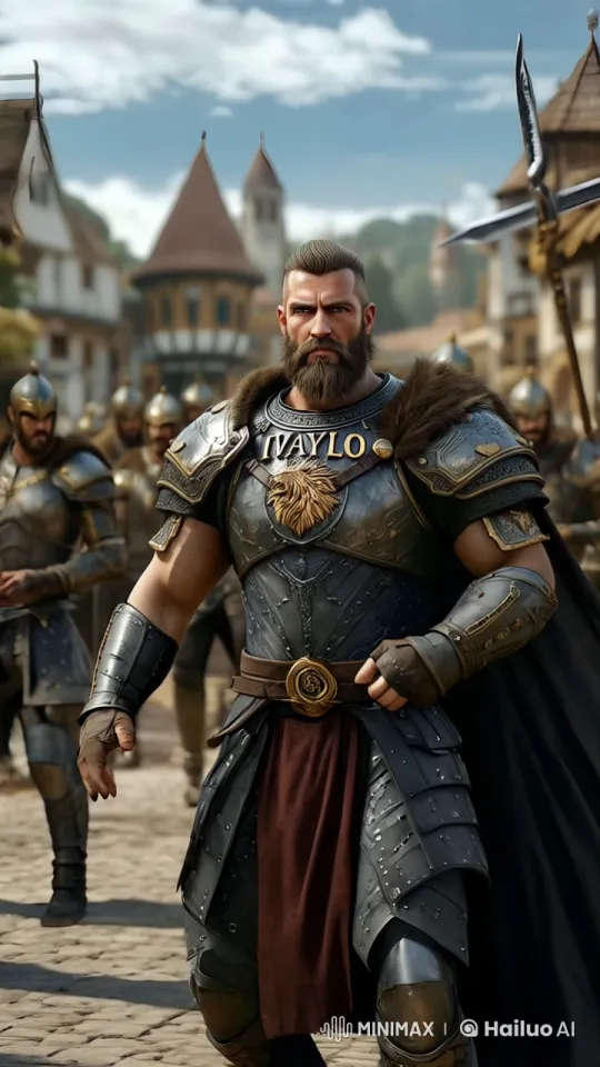 Knight Ivaylo's Medieval Metal Dance in Live2D Town Square – AI Generated Video | Hailuo AI