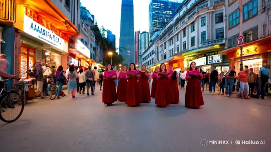 Cultural Harmony: Singers Blend with City's Pulse – AI Generated Video | Hailuo AI