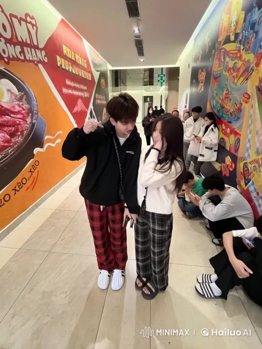 Playful Kung Fu Sparring in Colorful Indoor Corridor – AI Generated Video | Hailuo AI