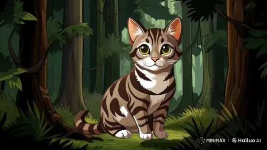 Cartoon Cat Dances Joyfully in Enchanted Forest – AI Generated Video | Hailuo AI
