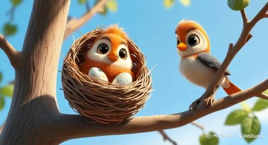Bird Watches Over Nest in Serene Spring Setting – AI Generated Video | Hailuo AI