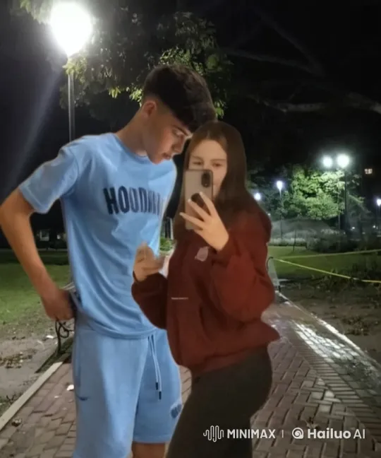Romantic Moment Between a Boy and Girl in a Park – AI Generated Video | Hailuo AI