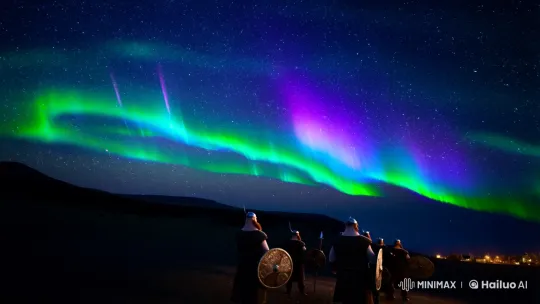 Northern Lights Evoke Viking Mystique and Reverence – AI Generated Video | Hailuo AI