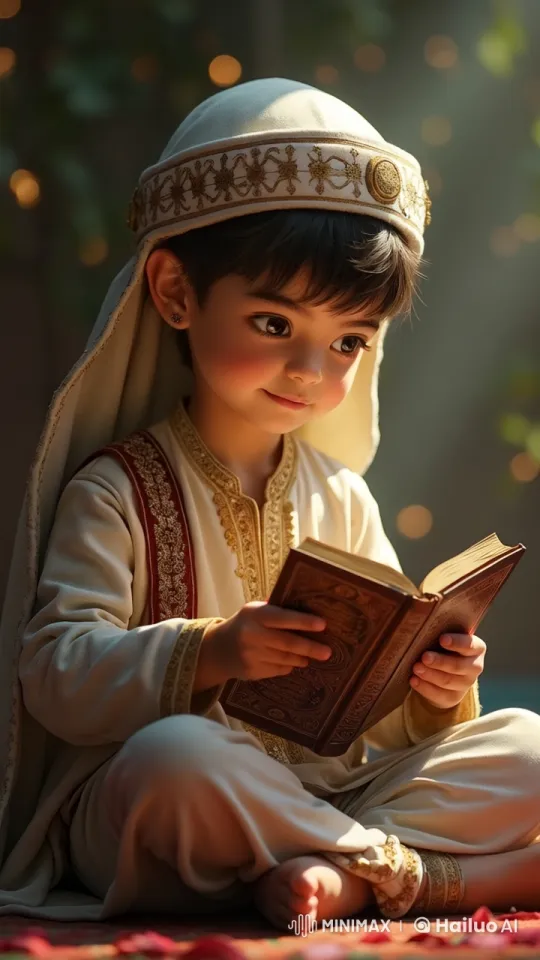 Child Reading in Tranquil, Decorated Indoor Space – AI Generated Video | Hailuo AI