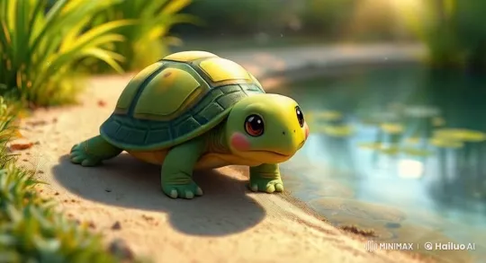 Peaceful Pond: A Friendly Turtle's Tranquil Journey – AI Generated Video | Hailuo AI