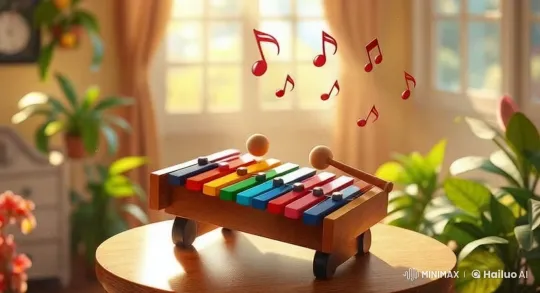 Child Plays Joyous Xylophone in Sunlit Room – AI Generated Video | Hailuo AI