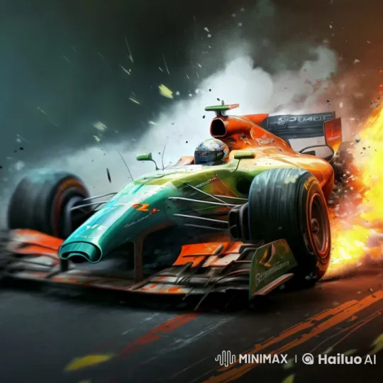 High-Speed Formula Racing with Flames and Sparks – AI Generated Video | Hailuo AI