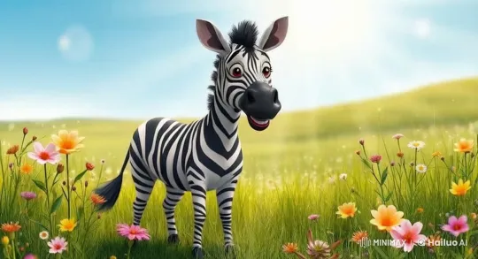 Cheerful Zebra in a Colorful Flower Field – AI Generated Video | Hailuo AI