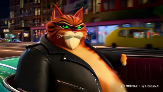Anthropomorphic Cat Max Drives Through City with Injured Luna – AI Generated Video | Hailuo AI