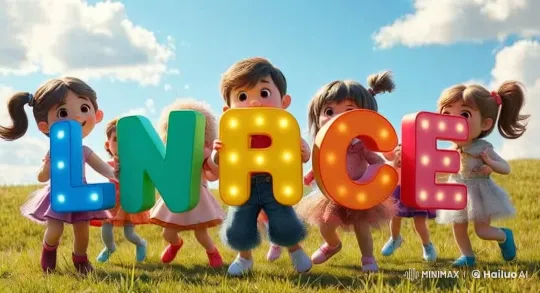 Children Dance with Glowing Alphabet Letters in Enchanted Field – AI Generated Video | Hailuo AI