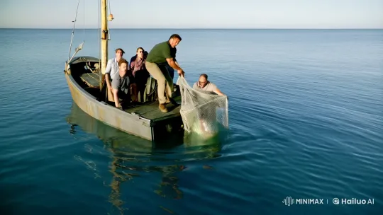Fisherman Catches Mysterious Creature in Tranquil Sea – AI Generated Video | Hailuo AI