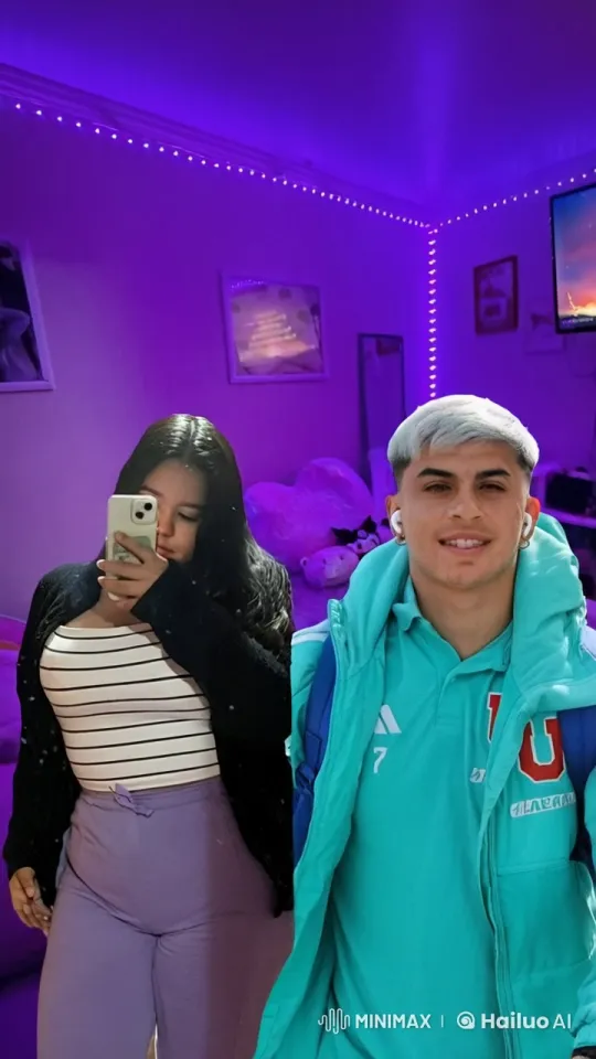 Boy Kisses Girl in Purple-Lit Room – AI Generated Video | Hailuo AI