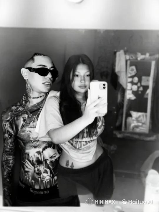 Intimate Couple Shares Quiet Moment in Mirror Selfie – AI Generated Video | Hailuo AI