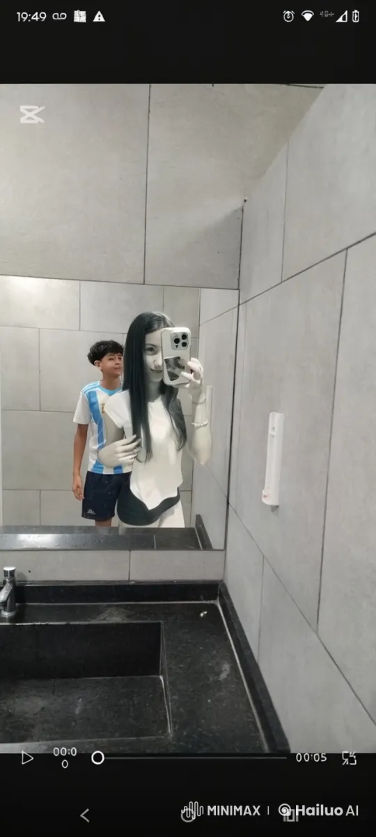 Young Couple Captures Sweet Moment in Bathroom Mirror – AI Generated Video | Hailuo AI