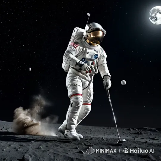 Astronaut Plays Golf on the Moon's Surface – AI Generated Video | Hailuo AI