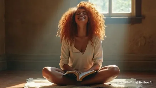 Peaceful Meditation: Woman with Bible in Minimalist Room – AI Generated Video | Hailuo AI