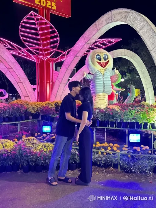 Couple Performs Synchronized Kung Fu at Festive Night Market – AI Generated Video | Hailuo AI