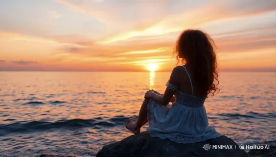 Tranquil Sunset Meditation with Ginger-Haired Woman – AI Generated Video | Hailuo AI